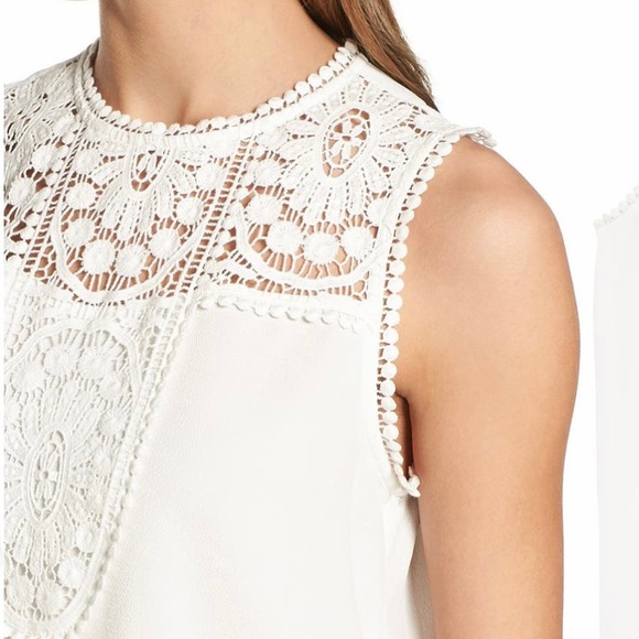 Halogen Ivory Lace & Crepe XXL  sleeveless blouse - Picture 4 of 5